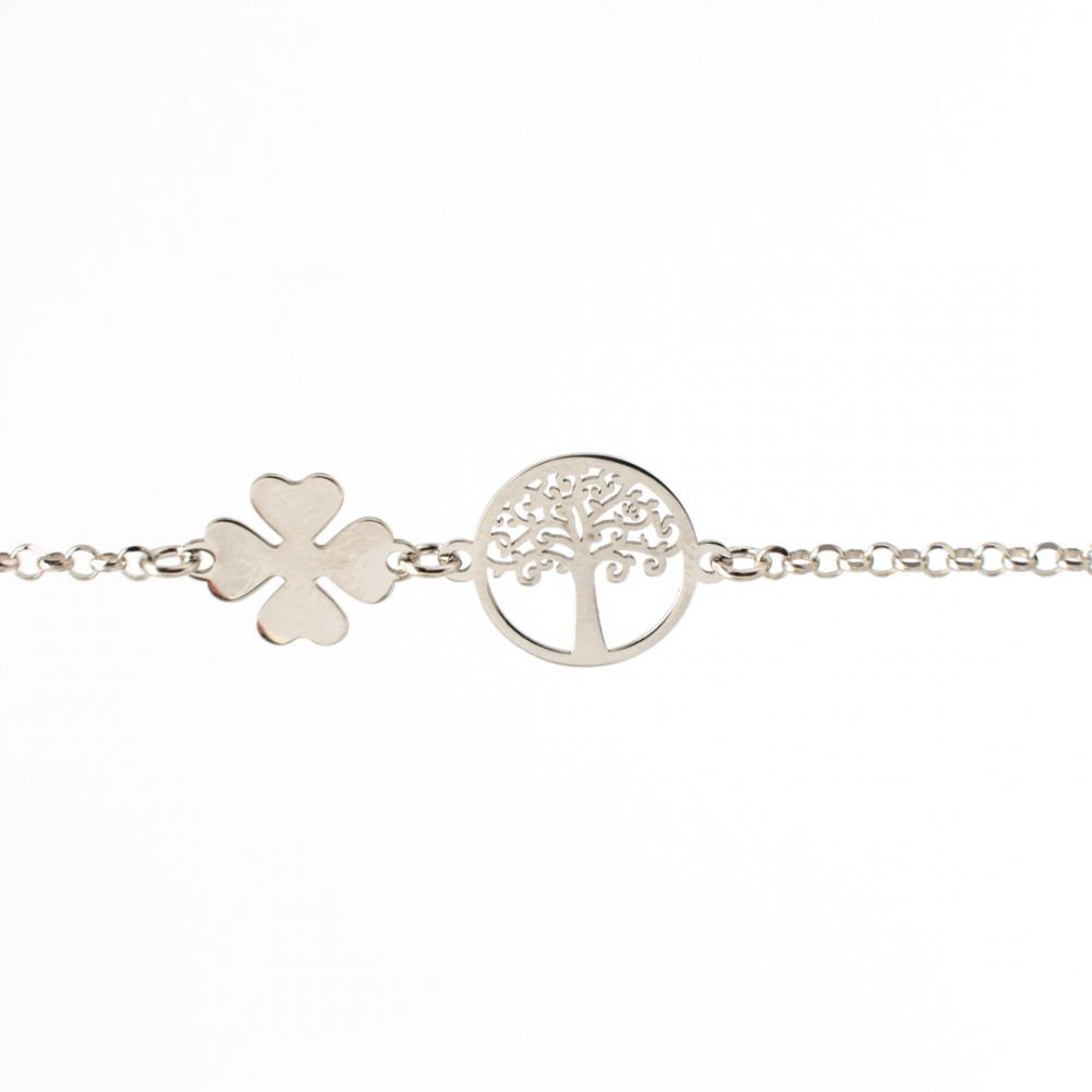 Tree of life bracelet with a four leaf clover