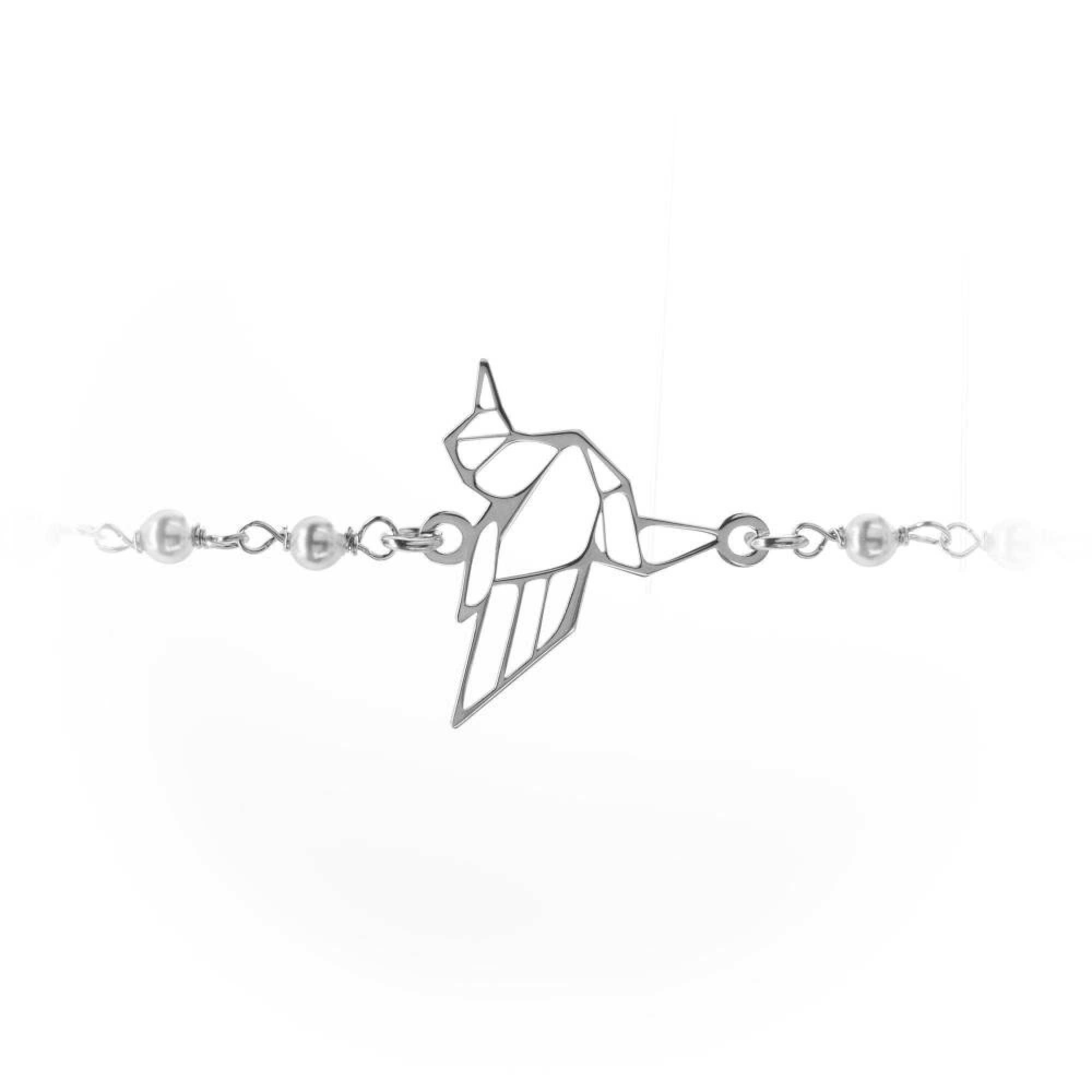 Βραχιόλι με πουλάκι και πέρλες