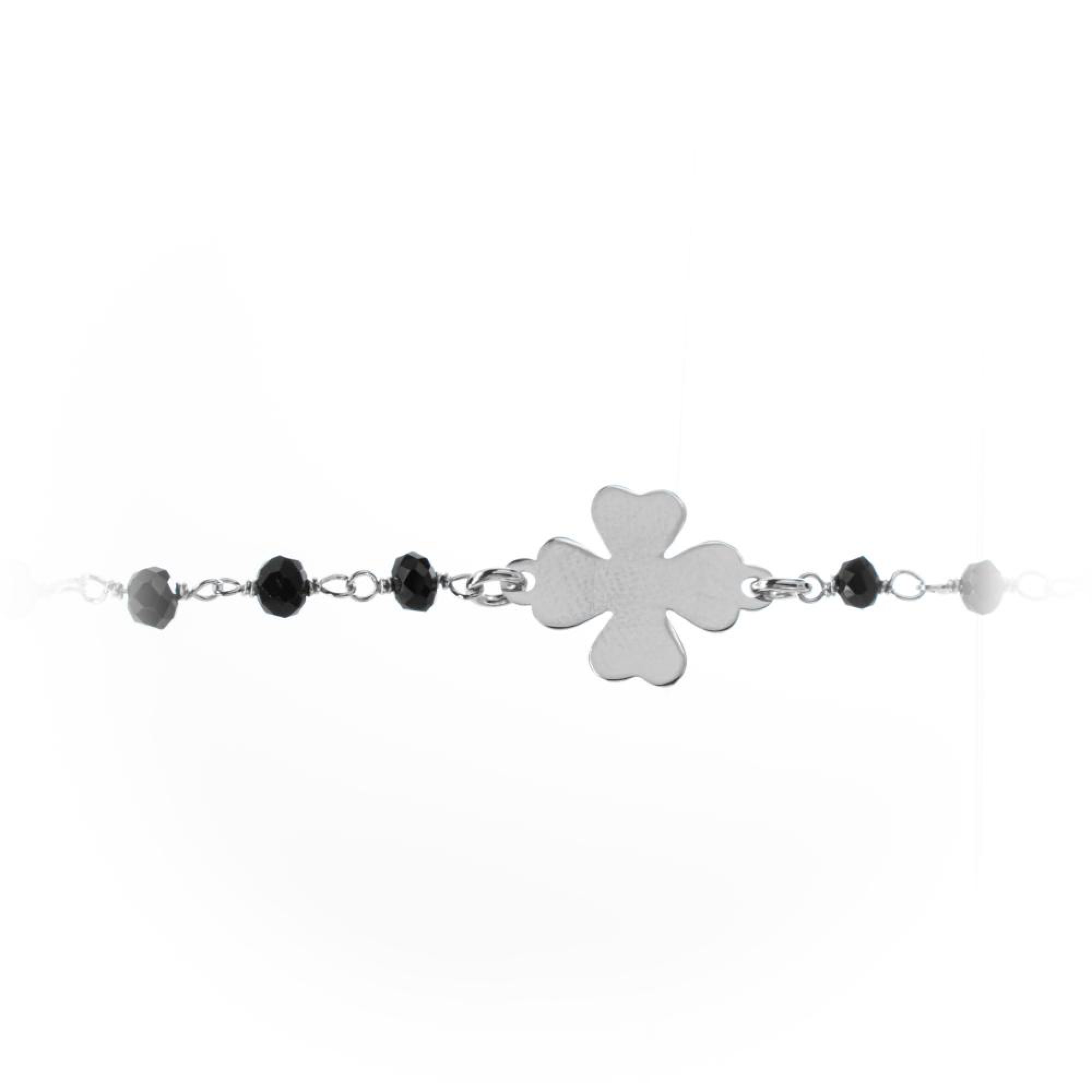 Four leaf clover bracelet with black stones