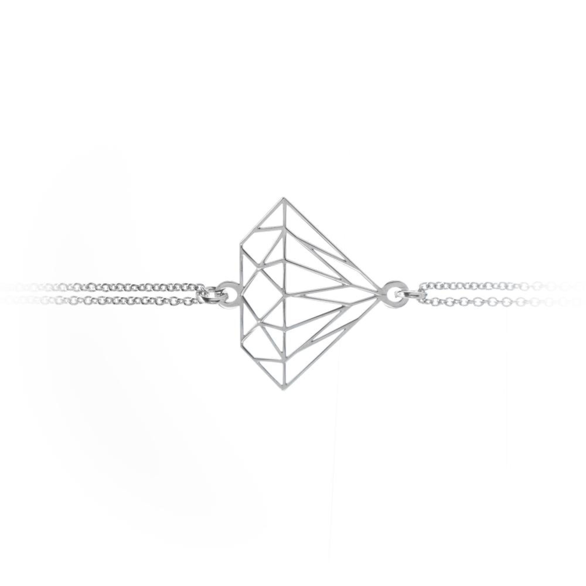 Βραχιόλι με διαμάντι και διπλή αλυσίδα