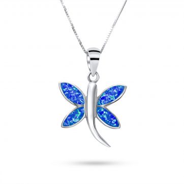 petsios Κολιέ λιβελούλα με πέτρες όπαλ