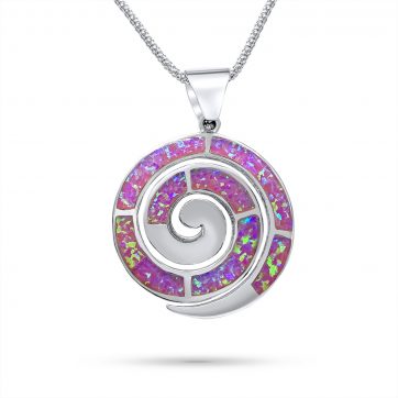 petsios Κολιέ σπείρα με πέτρες ροζ όπαλ