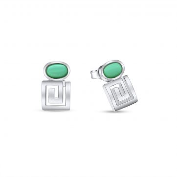 petsios Σκουλαρίκια καρφωτά μαίανδρος με πέτρες τιρκουάζ