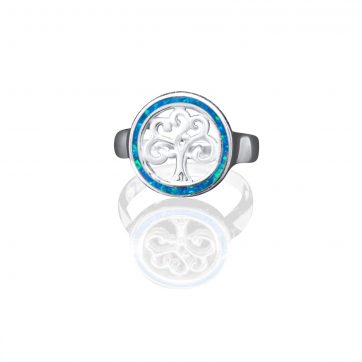 petsios Δαχτυλίδι δέντρο της ζωής με πέτρες όπαλ