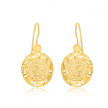 petsios Gold plated Faistos Disc dangle earrings