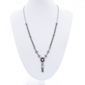 petsios Oxidised necklace with carnelian and zircon stones