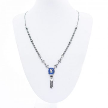 petsios Oxidised necklace with lapis lazuli and zircon stones