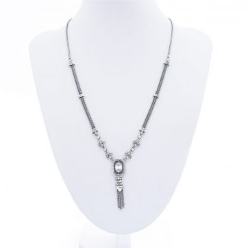 petsios Οξειδωμένο κολιέ με πέτρα ζιργκόν