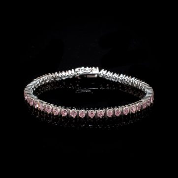 petsios Βραχιόλι ριβιέρα με πέτρες ροζ κουάρτζ 