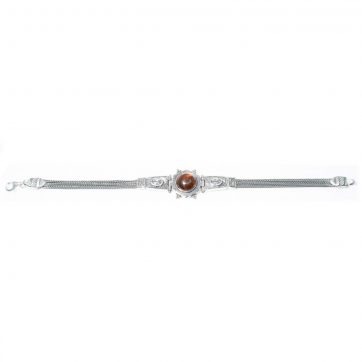 petsios Οξειδωμένο βραχιόλι με φυσικό κεχριμπάρι και πέτρες ζιργκόν