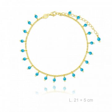 petsios Επίχρυση αλυσίδα ποδιού με κρεμαστές χάντρες