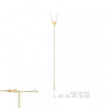 petsios Επίχρυσο κολιέ σε στυλ Υ με καρδιά