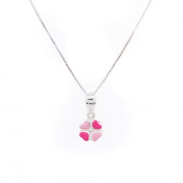 petsios Κολιέ ροζ λουλούδι με σμάλτο