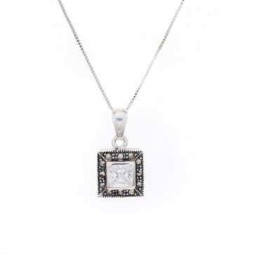 petsios Necklace with marcasites and zircon stone