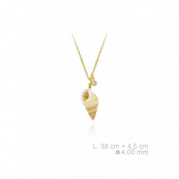petsios Gold plated necklace with seashell and a zircon stone