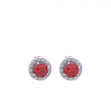 petsios Σκουλαρίκια με ρουμπίνι και ζιργκόν πέτρες