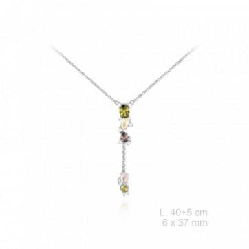 petsios Silver necklace with zircon and coloured stones