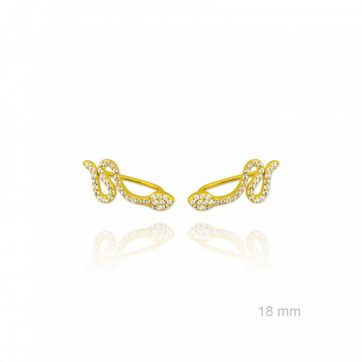 petsios Σκουλαρίκια climbers φιδάκι με πέτρες ζιργκόν επίχρυσα