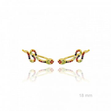 petsios Σκουλαρίκια climbers φιδάκι με πέτρες ζιργκόν επίχρυσα