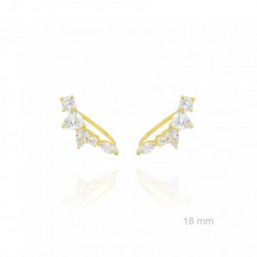 petsios Σκουλαρίκια climbers με πέτρες ζιργκόν επίχρυσα