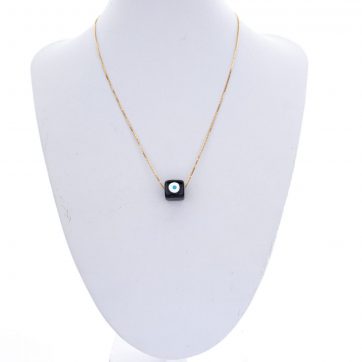 petsios Κολιέ επίχρυσο με μαύρη χάντρα μάτι 