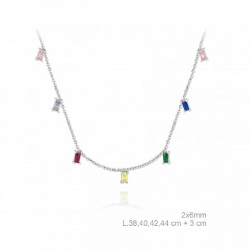 petsios Silver necklace with coloured stones