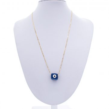 petsios Κολιέ επίχρυσο με σκούρο μπλε χάντρα μάτι