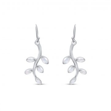 petsios Σκουλαρίκια κλαδιά ελιάς κρεμαστάμε λευκό όπαλ