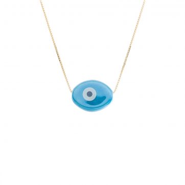 petsios Κολιέ επίχρυσο με μπλε χάντρα μάτι
