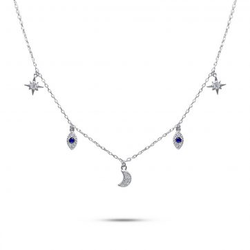 petsios Κολιέ με πέτρες ζιργκόν και κρεμαστά στοιχεία