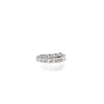 petsios Δαχτυλίδι φύλλο ελιάς με πέτρες ζιργκόν