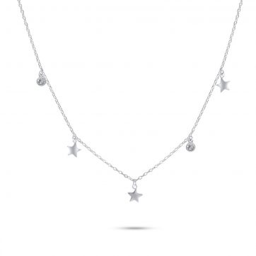 petsios Κολιέ με αστεράκια και πέτρες ζιργκόν