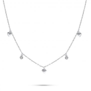 petsios Κολιέ με καρδούλες και πέτρες ζιργκόν