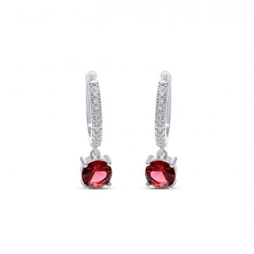 petsios Silver earrings with ruby and zircon stones