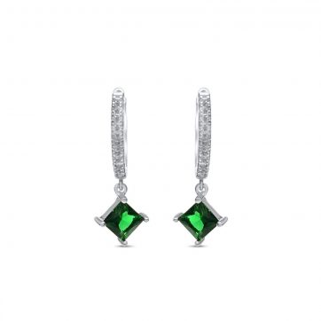 petsios Silver earrings with emerald and zircon stones