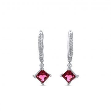 petsios Silver earrings with ruby and zircon stones