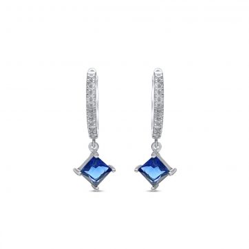 petsios Silver earrings with sapphire and zircon stones