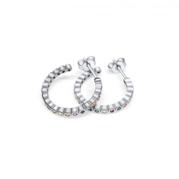 petsios Ασημένια σκουλαρίκια με πέτρες ζιργκόν