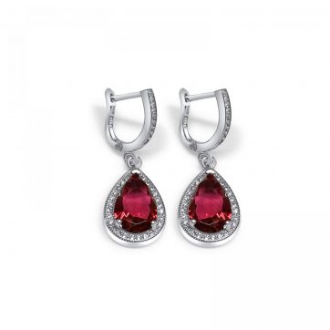 petsios Silver earrings with ruby and zircon stones