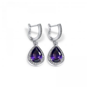 petsios Silver earrings with amethyst and zircon stones