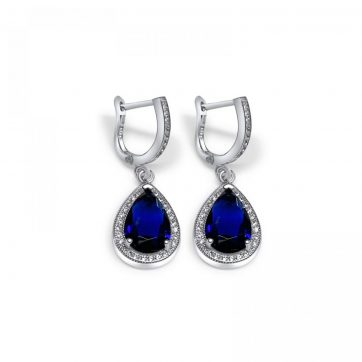petsios Silver earrings with sapphire and zircon stones
