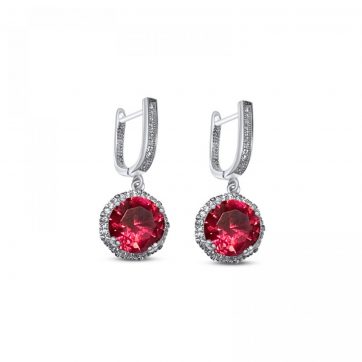 petsios Silver earrings with ruby and zircon stones