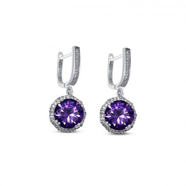 petsios Silver earrings with amethyst and zircon stones