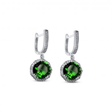 petsios Silver earrings with emerald and zircon stones 