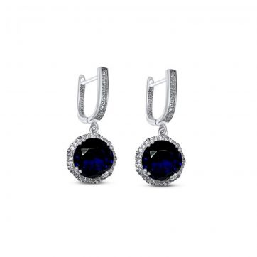 petsios Silver earrings with sapphire and zircon stones