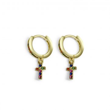 petsios Επίχρυσα σκουλαρίκια με πέτρες ζιργκόν