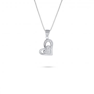 petsios Κολιέ καρδιά με ζιργκόν πέτρες