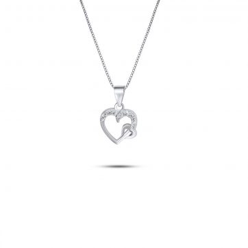 petsios Κολιέ καρδιά με ζιργκόν πέτρες