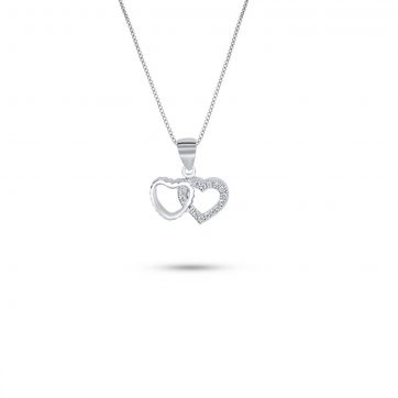 petsios Κολιέ καρδιά με ζιργκόν πέτρες