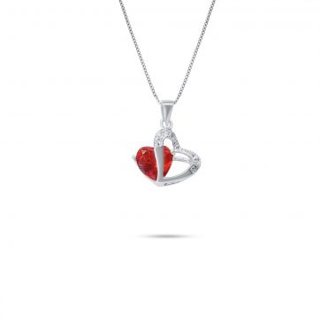 petsios Κολιέ καρδιά με ζιργκόν πέτρες